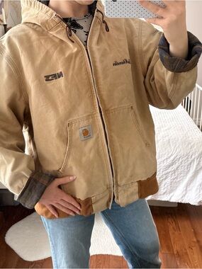 Carhartt flannel lined tan workwear jacket
